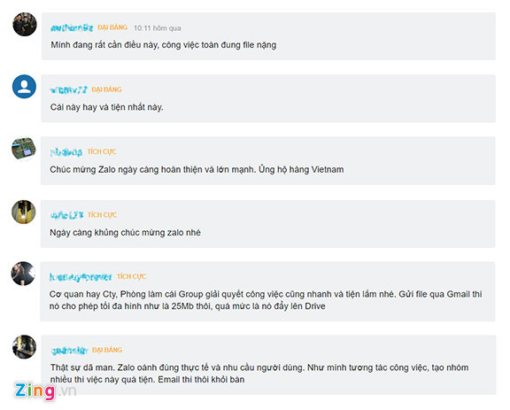 Zalo hỗ trợ gửi trực tiếp tài liệu, clip dung lượng 1 GB