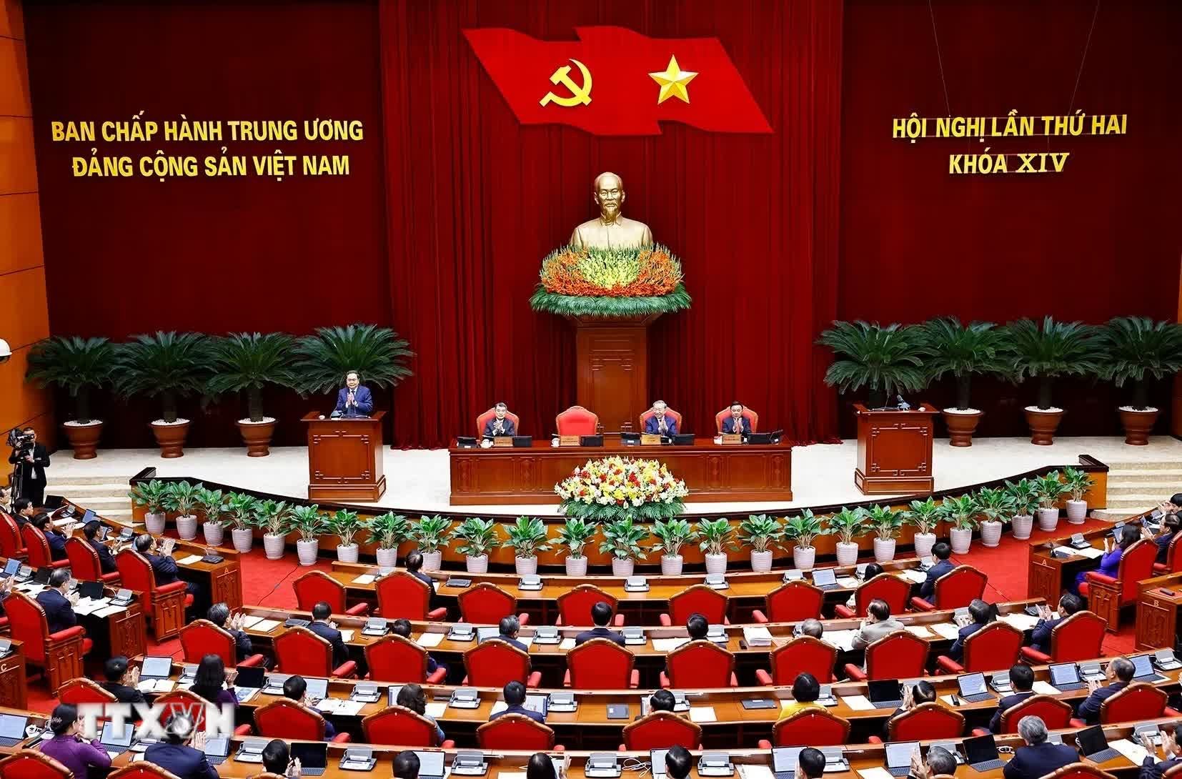Phiên bế mạc Hội nghị lần thứ hai Ban Chấp hành Trung ương Đảng khóa XIV. (Ảnh: Thống Nhất/TTXVN)
