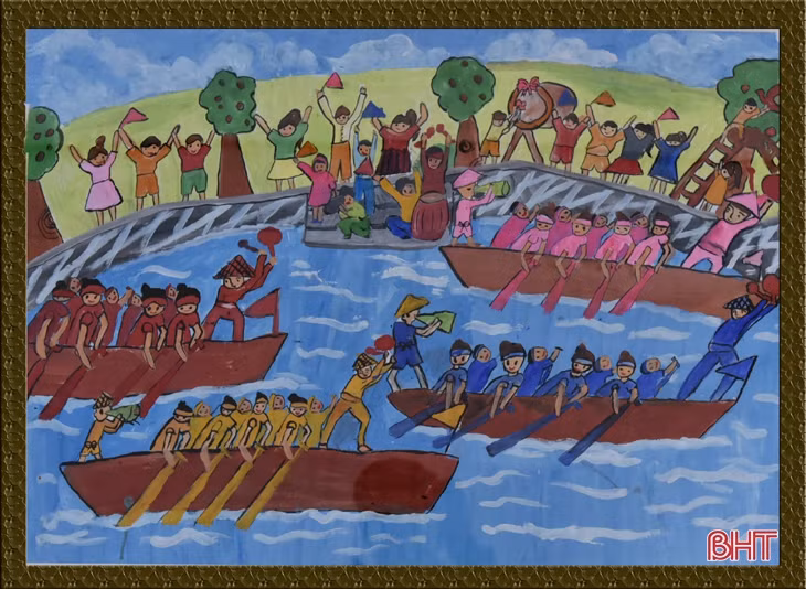 Thị xã dưới chân núi Hồng qua nét vẽ trẻ thơ