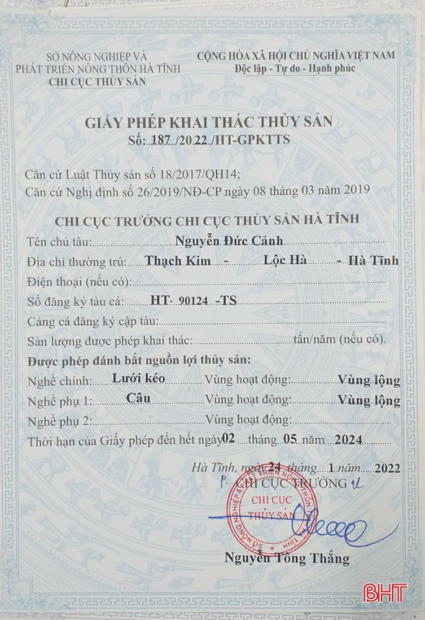 Hà Tĩnh cấp mới 965 giấy phép khai thác thủy sản cho ngư dân