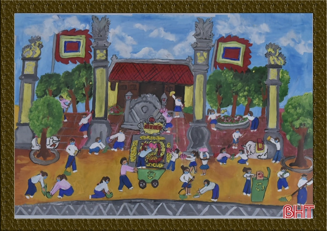 Thị xã dưới chân núi Hồng qua nét vẽ trẻ thơ