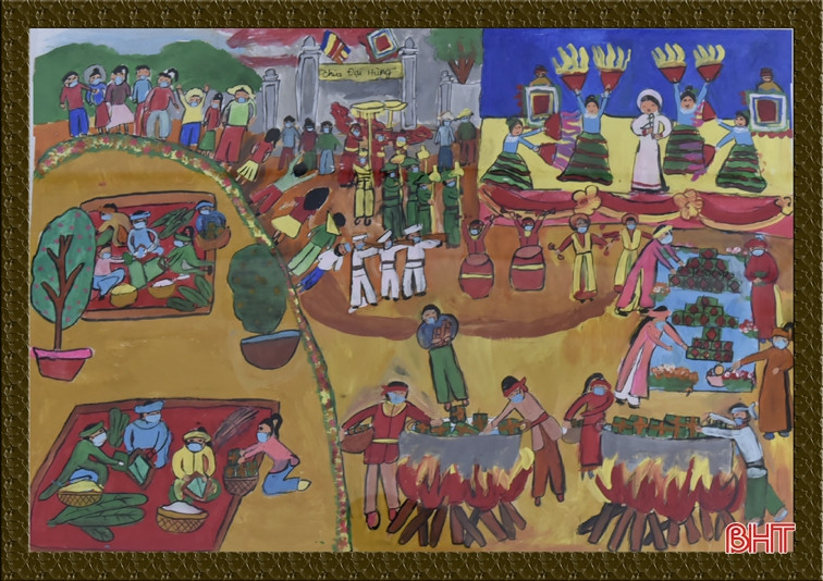 Thị xã dưới chân núi Hồng qua nét vẽ trẻ thơ