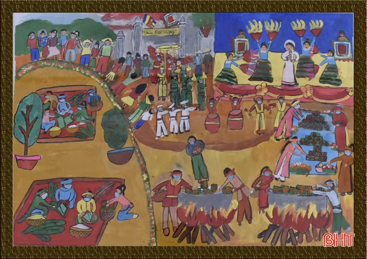 Thị xã dưới chân núi Hồng qua nét vẽ trẻ thơ