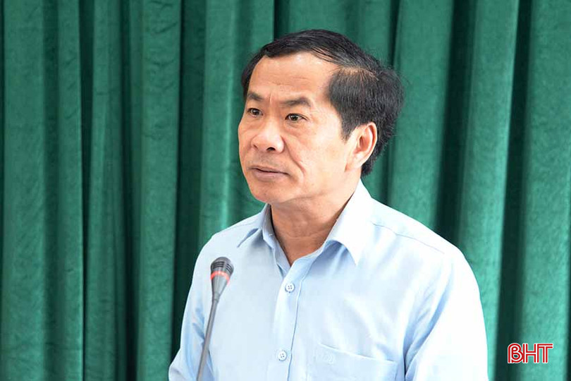 Phó Bí thư Thường trực Huyện ủy Can Lộc Võ Xuân Linh báo cáo kết quả thực hiện nhiệm vụ quý I/2024. 2.jpg