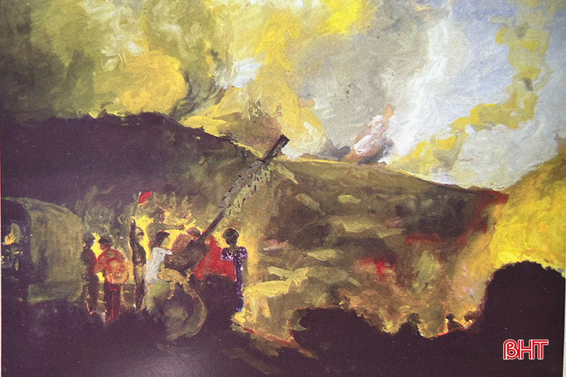 Bức "Trận địa pháo Đồng Lộc" (chất liệu sơn dầu, vẽ năm 1999). anhphapđl.jpg