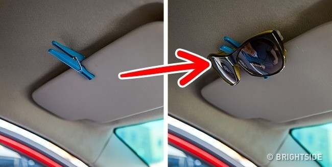 Khay đựng kính tiện lợi: Mẹo này vô cùng hữu ích cho những ai không biết nên đặt kính mắt của mình ở đâu trên xe. Rất đơn giản, đặt nó trên tấm chống nắng. Ta sẽ không sợ chiếc kính bị rơi dù cho đang di chuyển trên đoạn đường gồ ghề. Đây cũng là vị trí an toàn để giữ vé đỗ xe mà không sợ mất. 12 meo hay tu cac tai xe giau kinh nghiem