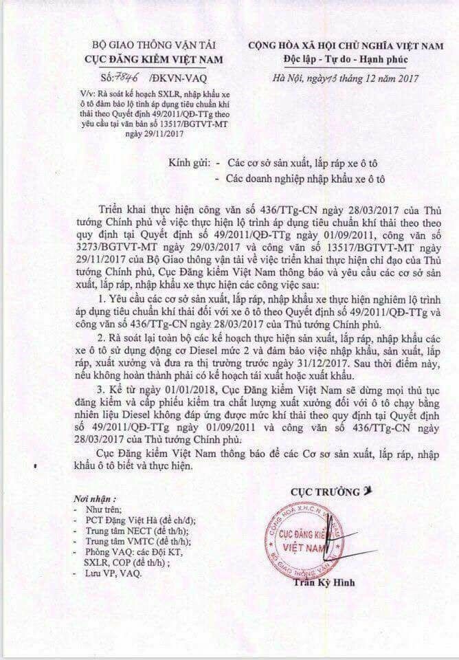 tu 2018 se dung dang kiem oto khong dat chuan khi thai