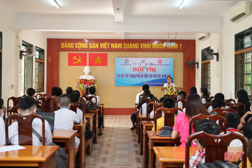 54 thí sinh tranh tài Hội thi Tin học trẻ thành phố Hà Tĩnh năm 2022