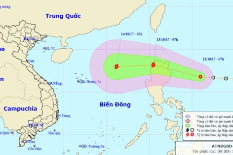 bao giat cap 13 huong thang vao mien trung