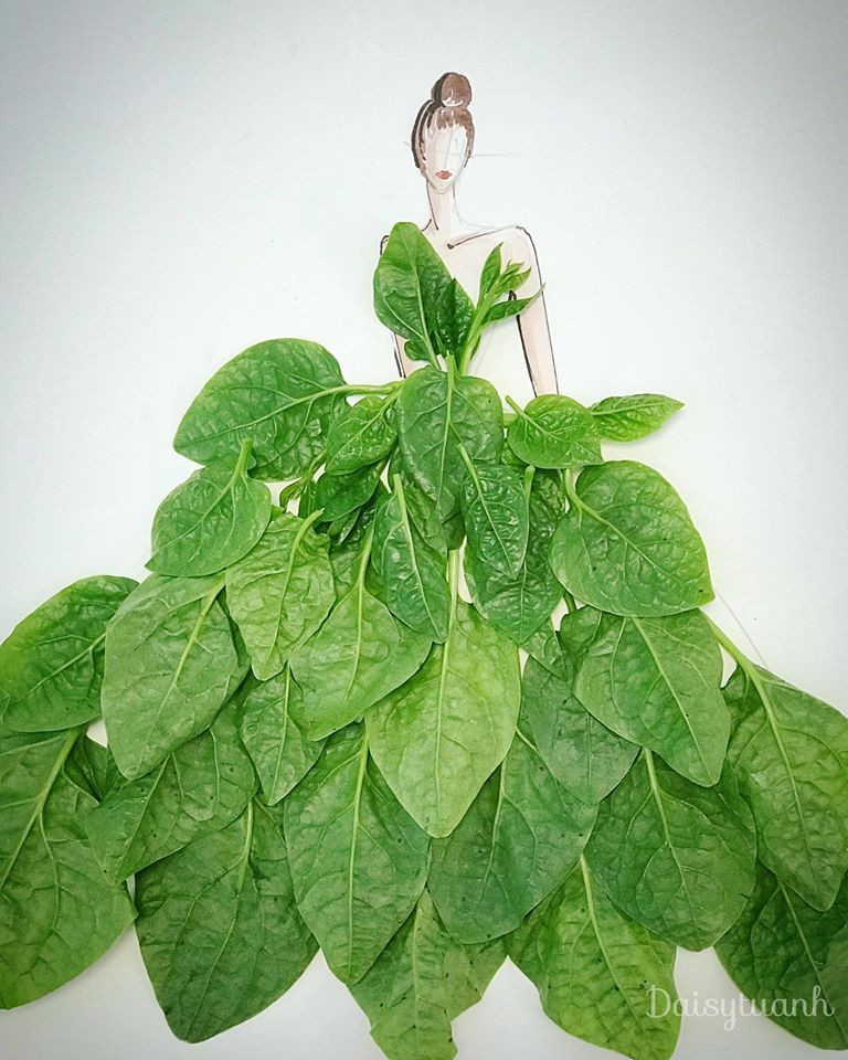 Độc đáo những bộ váy dạ hội lộng lẫy làm từ rau củ đơn giản trong bếp