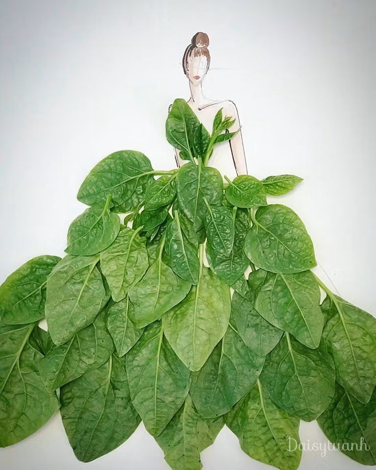 Độc đáo những bộ váy dạ hội lộng lẫy làm từ rau củ đơn giản trong bếp