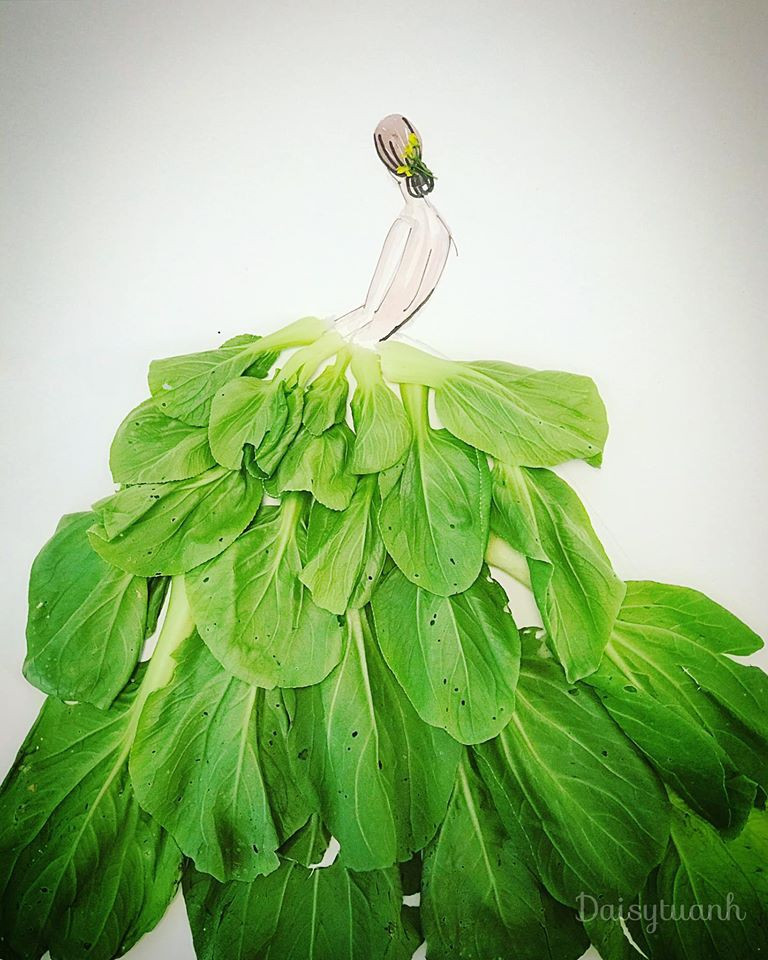 Độc đáo những bộ váy dạ hội lộng lẫy làm từ rau củ đơn giản trong bếp