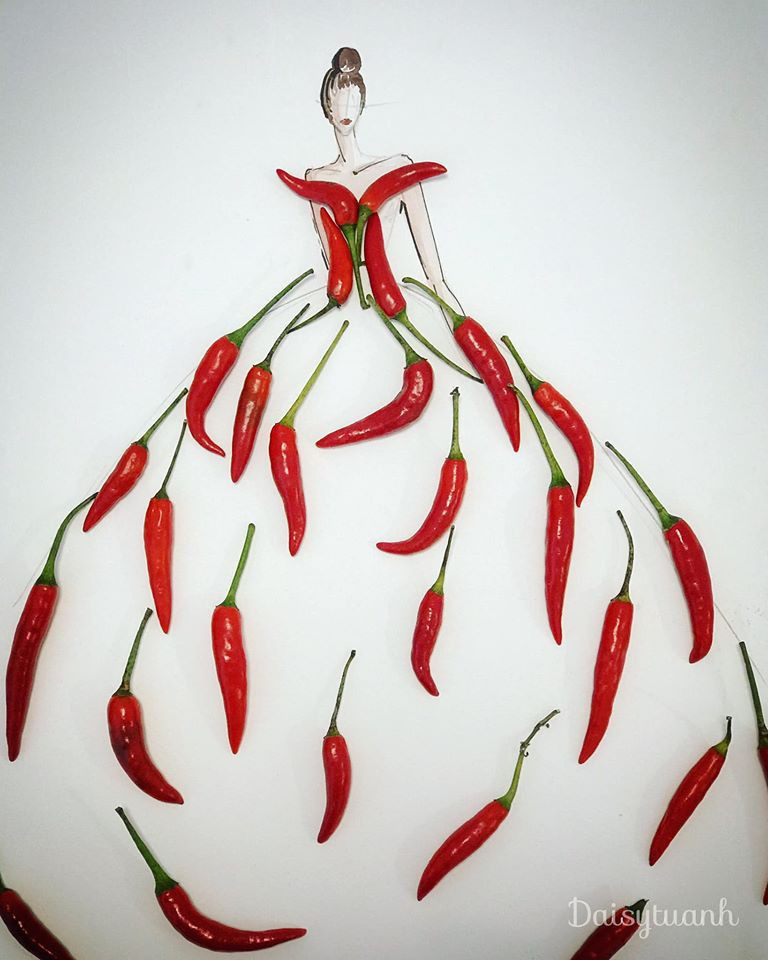 Độc đáo những bộ váy dạ hội lộng lẫy làm từ rau củ đơn giản trong bếp