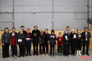 Chủ tịch Hội Người cao tuổi Việt Nam tặng quà các cụ tại Trung tâm Bảo trợ xã hội