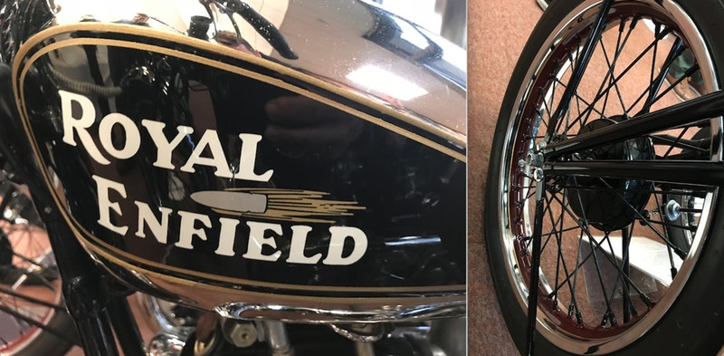 Chiếc Royal Enfieldcó bình xăng và vành bánh xe sơn thủ công: Năm 1932, tất cả bình xăng và viền bánh xe Royal Enfield đều được sơn thủ công. Lúc bấy giờ, hãng đã sản xuất hơn 825.000 xe và 950.000 chiếc trong năm sau đó. nhung mau moto co va hiem tai bao tang quoc gia anh