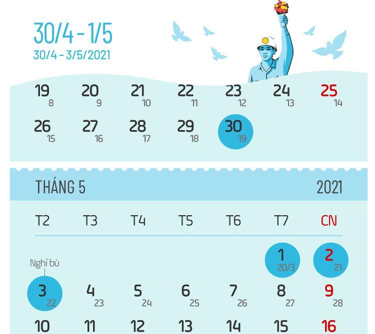Các ngày nghỉ lễ năm 2021