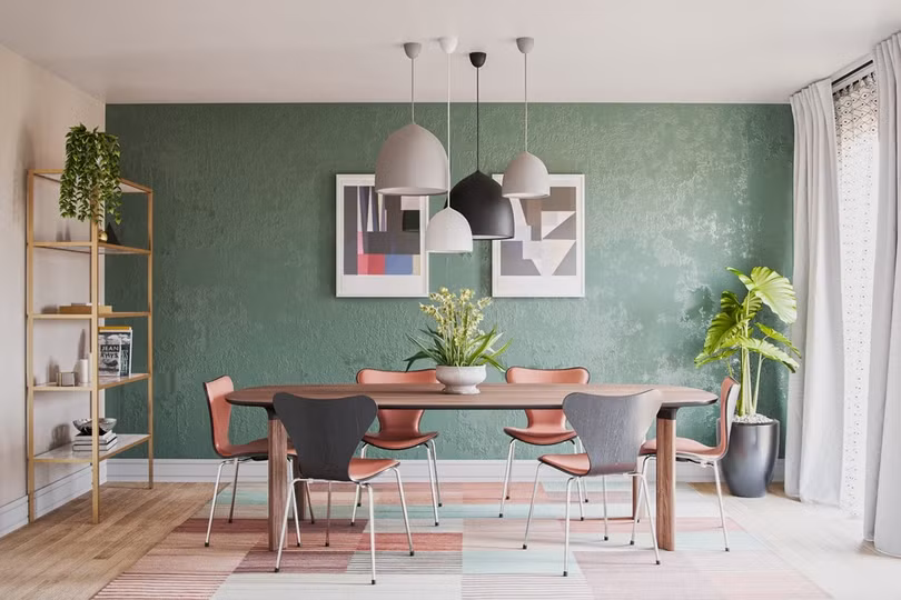 Những mẫu phòng ăn “mát mắt” nhờ sự sáng tạo với màu xanh