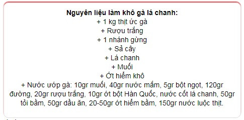 cach lam kho ga la chanh sieu ngon cho cuoi tuan