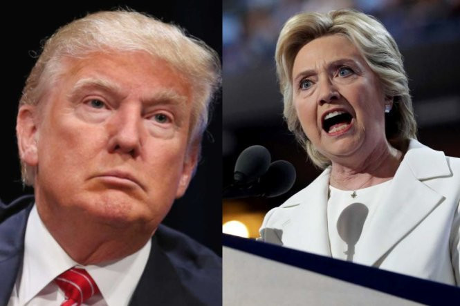 Ứng cử viên tổng thống Mỹ Donald Trump và Hillary Clinton - Ảnh: AFP cuoc dau khau cua ong trump va ba clinton ve nha sang lap is
