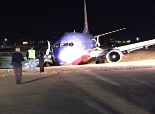 Máy bay trượt khỏi đường bằng và chúi xuống mặt cỏ (Nguồn: Twitter)