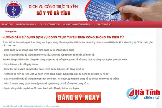 Sở Y tế Hà Tĩnh công bố danh mục dịch vụ công trực tuyến mức độ 3 ảnh 1