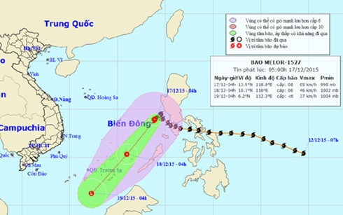 Tâm bão hướng về quần đảo Trường Sa, gió giật mạnh cấp 10-11 ảnh 1