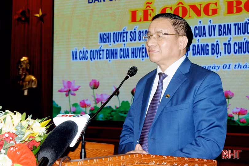 Bí thư Tỉnh ủy dự lễ công bố thành lập 9 đơn vị hành chính cấp xã mới ở Đức Thọ