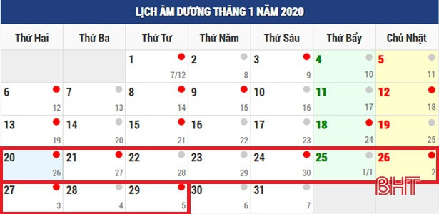Tết Nguyên đán Canh Tý, học sinh Hà Tĩnh được nghỉ mấy ngày?