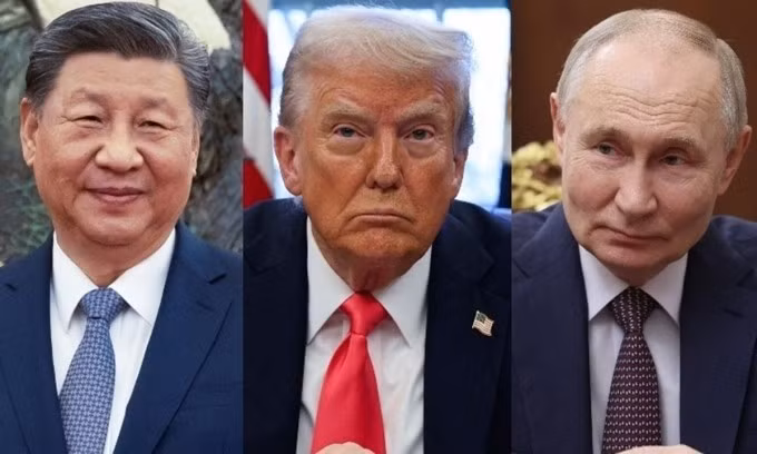 Từ trái qua, Chủ tịch Trung Quốc Tập Cận Bình, Tổng thống Mỹ Donald Trump và Tổng thống Nga Vladimir Putin. Ảnh: Reuters
