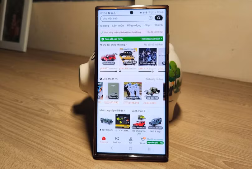 Ứng dụng Temu đã có giao diện tiếng Việt, mức giá tự quy đổi sang Việt Nam đồng (Ảnh: T.Thủy).