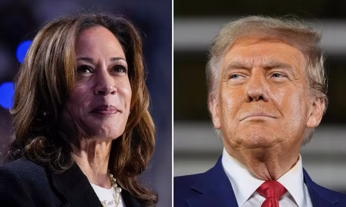 Cựu tổng thống Mỹ Donald Trump (phải) và Phó tổng thống Mỹ Kamala Harris. Ảnh: AP