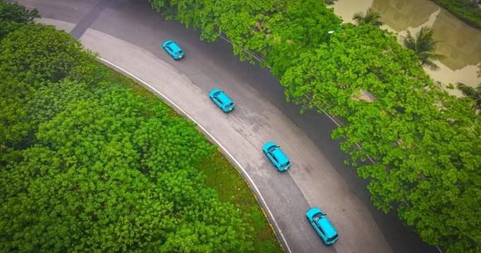 Taxi điện Green SM sử dụng 100% xe điện VinFast. Ảnh: GSM