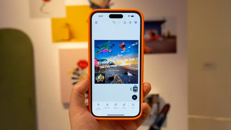Giao diện chỉnh sửa của Photoshop trên iPhone. Ảnh: The Shortcut.