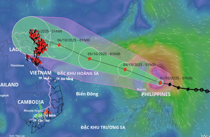 Hướng di chuyển của bão Matmo (Ảnh: Hệ thống giám sát thiên tai Việt Nam). 1.jpg