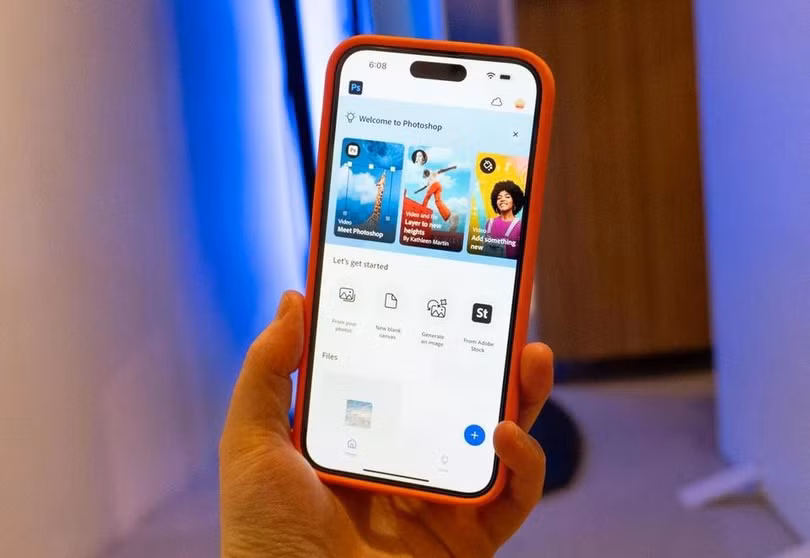Màn hình chào mừng của Photoshop trên iPhone. Ảnh: The Shortcut.
