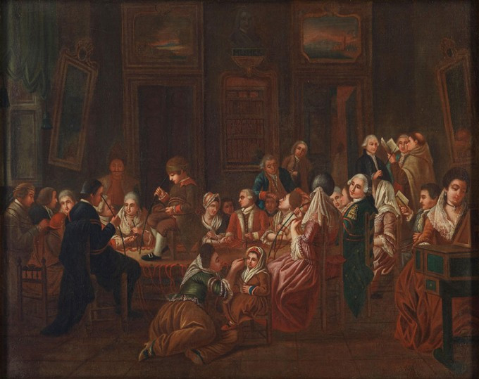 Liệu pháp thôi miên, tranh sơn dầu của một họa sĩ Pháp, khoảng năm 1778–1784. Ảnh: Wellcome Collection