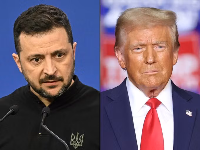 Tổng thống Mỹ Donald Trump (phải) và người đồng cấp Ukraine Volodymyr Zelensky. Ảnh: AFP