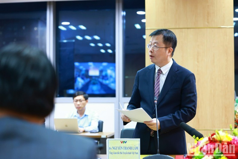 Tân Tổng Giám đốc VTV Nguyễn Thanh Lâm phát biểu ý kiến. (Ảnh: Trần Hải). Tân Tổng Giám đốc VTV Nguyễn Thanh Lâm phát biểu ý kiến. (Ảnh: Trần Hải).