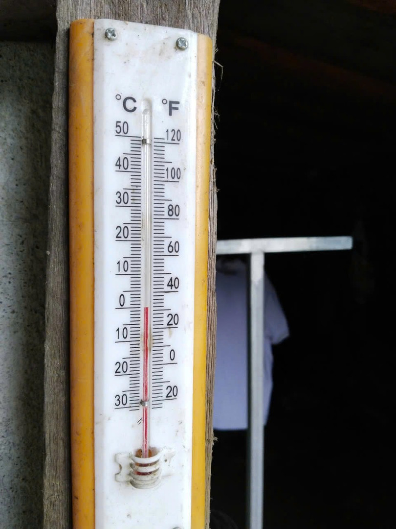 Nhiệt độ tại Đồn Biên phòng Buộc Mú, xã Na Ngoi xuống dưới 0 độ C vào thời điểm 5h sáng 13/1. Ảnh: Hải Thượng