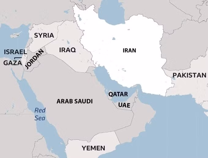Vị trí Iraq và Iran. Đồ họa: BBC