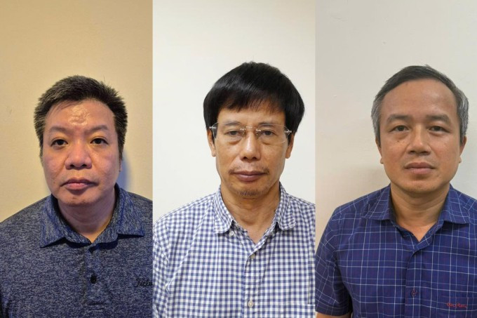 Các bị can Tống Hải Nam, Nguyễn Gia Liêm và Phạm Viết Hương (từ trái qua phải). Ảnh: Bộ Công an Các bị can Tống Hải Nam, Nguyễn Gia Liêm và Phạm Viết Hương (từ trái qua phải). Ảnh: Bộ Công an