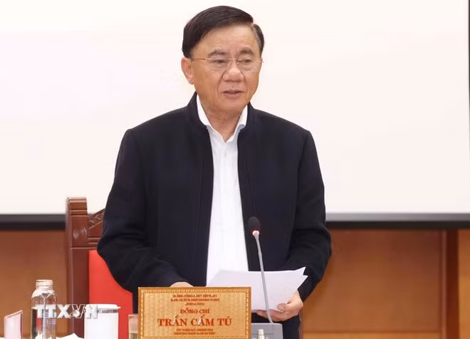 Đồng chí Trần Cẩm Tú, Ủy viên Bộ Chính trị, Thường trực Ban Bí thư, Trưởng Ban Chỉ đạo chủ trì Phiên họp thứ hai Ban chỉ đạo Chuyển đổi số các cơ quan đảng. (Ảnh: Phương Hoa/TTXVN)