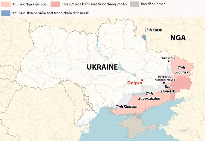 Vị trí thành phố Dnipro. Đồ họa: RYV