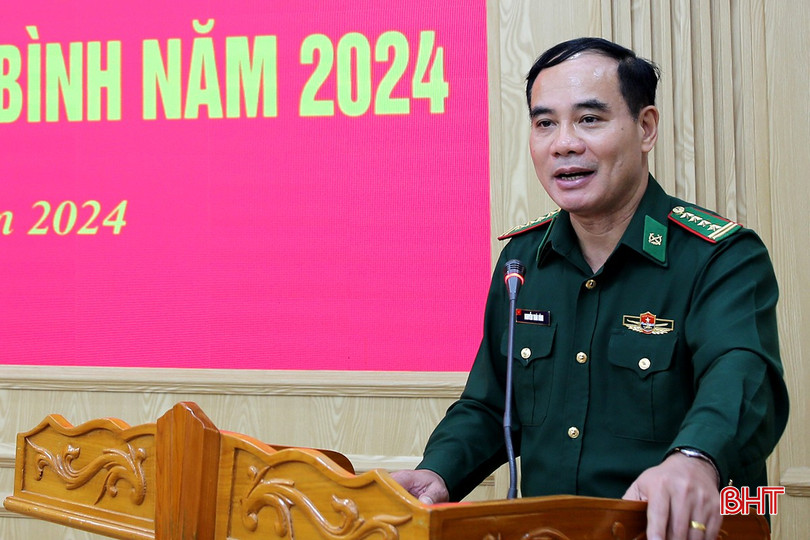 Đại tá Nguyễn Thái Bình – Bí thư Đảng ủy, Chính ủy BĐBP Hà Tĩnh phát biểu tại hội nghị. bqbht_br_2.jpg