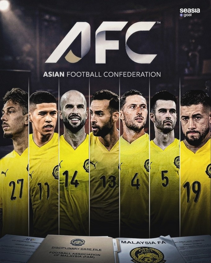 7 cầu thủ nhập tịch Malaysia bị cấm thi đấu 12 tháng vì gian lận nhập tịch, gồm Gabriel Palmero, Imanol Machuca, Joao Figueireido, Hector Hevel, Facundo Garces, Jon Irazabal và Rodrigo Holgado (từ trái sang). Ảnh: SEAsia Goal