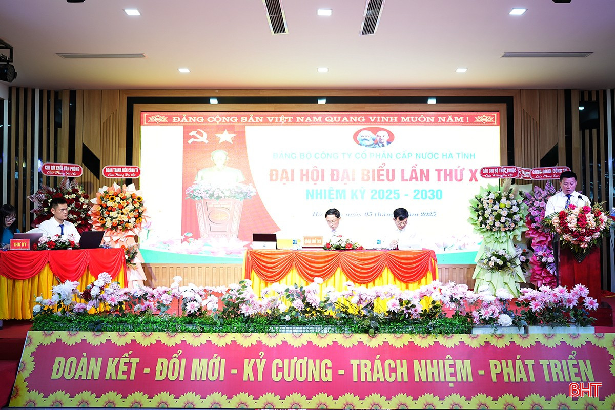 Đồng chí Trần Văn Hóa - Phó Bí thư Đảng ủy, Tổng Giám đốc Công ty trình bày báo cáo tại đại hội. bqbht_br_3-5.jpg