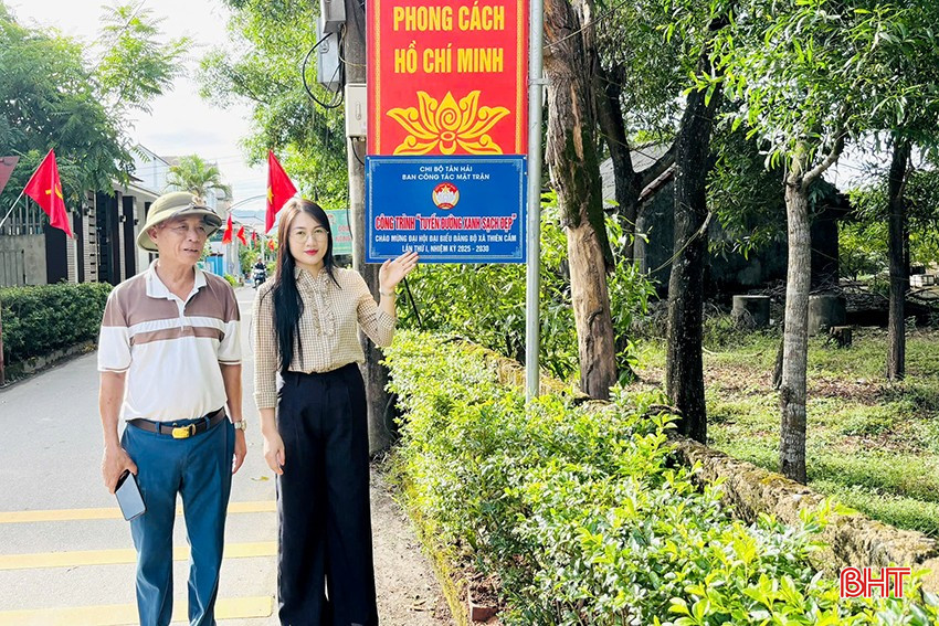 "Tuyến đường xanh - sạch - đẹp" là công trình ý nghĩa chi bộ Tân Hải thực hiện chào mừng đại hội Đảng bộ xã Thiên Cầm. bqbht_br_dqe.jpg