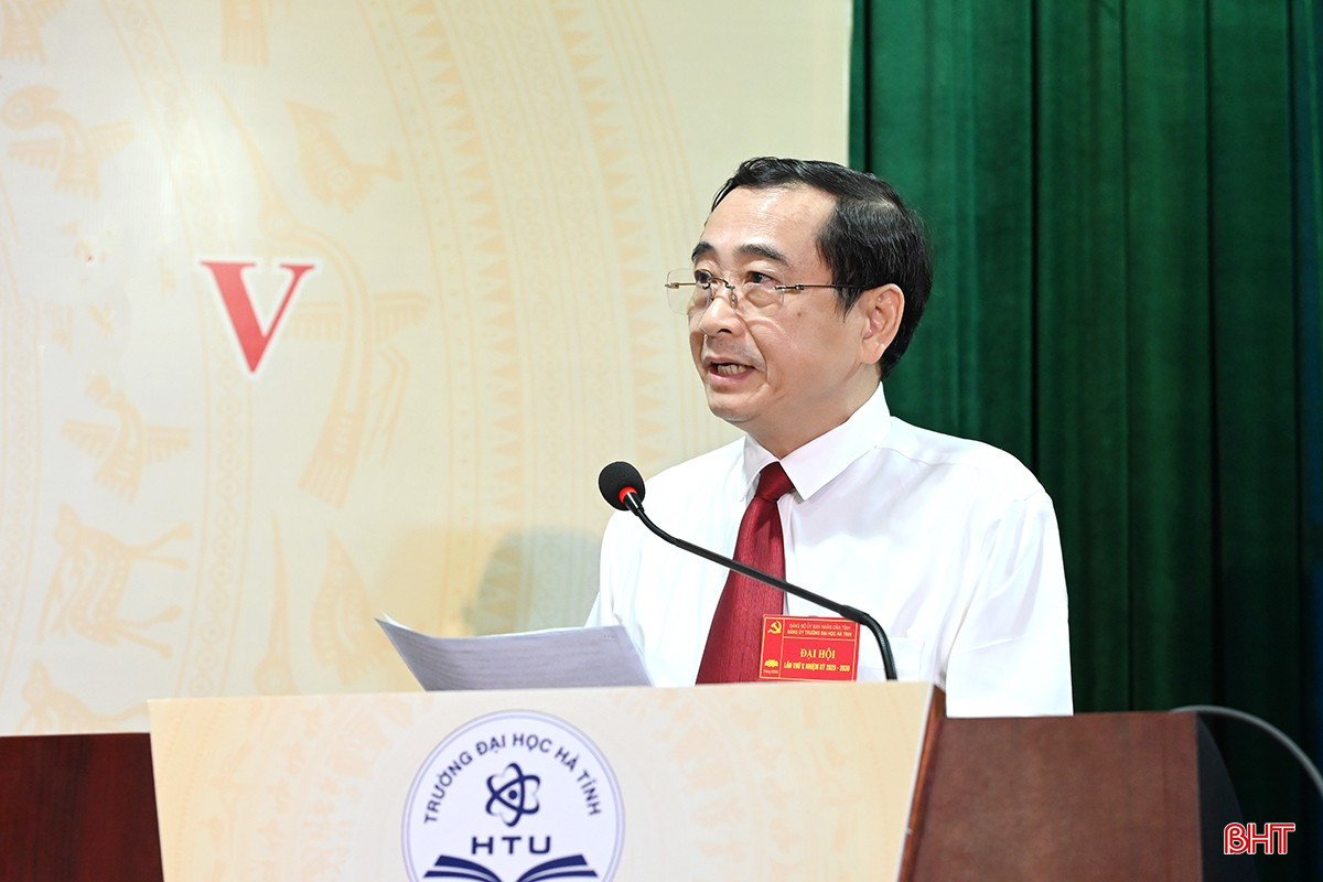 TS Đoàn Hoài Sơn - Bí thư Đảng ủy, Hiệu trưởng Trường Đại học Hà Tĩnh trình bày báo cáo tại đại hội. bqbht_br_dsc-6123-copy.jpg