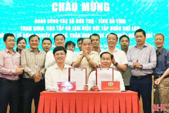 Chủ tịch UBND tỉnh Hà Tĩnh dự lễ ký hợp tác giữa xã Đức Thọ với doanh nghiệp Quế Lâm 
