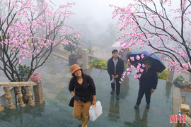 Hàng nghìn người "đội mưa" hành hương về Hương Tích tự